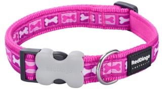 Bone Yard Hot Pink rozmiar M - kolorowa obroża dla psa