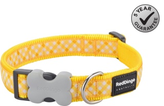 Gingham Yellow rozmiar M - kolorowa obroża dla psa