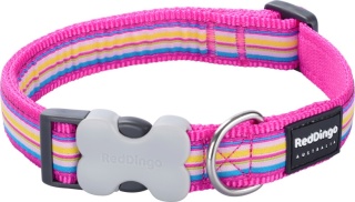 Horizontal Stripes Hot Pink rozmiar L - kolorowa obroża dla psa