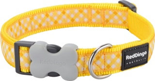 Gingham Yellow rozmiar S - kolorowa obroża dla psa