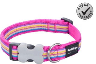 Horizontal Stripes Hot Pink rozmiar S - kolorowa obroża dla psa