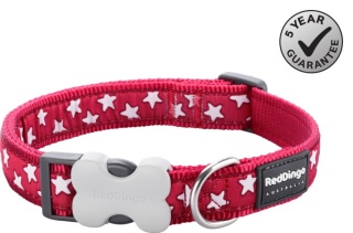 Stars White on Red rozmiar S - kolorowa obroża dla psa