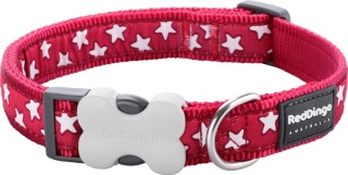 Stars White on Red rozmiar S - kolorowa obroża dla psa