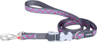 SuperLead Hot Pink Stars rozmiar L - kolorowa regulowana smycz 1,1 m - 1,8 m