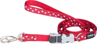 SuperLead Stars White on Red rozmiar L - kolorowa regulowana smycz 1,1 m - 1,8 m