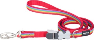 SuperLead Rainbow Red rozmiar L - kolorowa regulowana smycz 1,1 m - 1,8 m