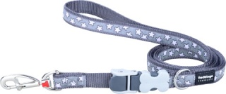 SuperLead Stars White on Cool Grey rozmiar M - kolorowa regulowana smycz 1,1 m - 1,8 m