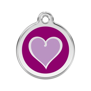 ID Tag z grawerem Coloured Heart - fioletowy