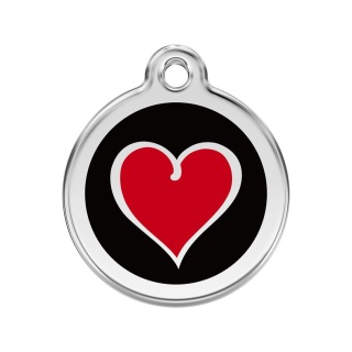 ID Tag z grawerem Coloured Heart - czarny